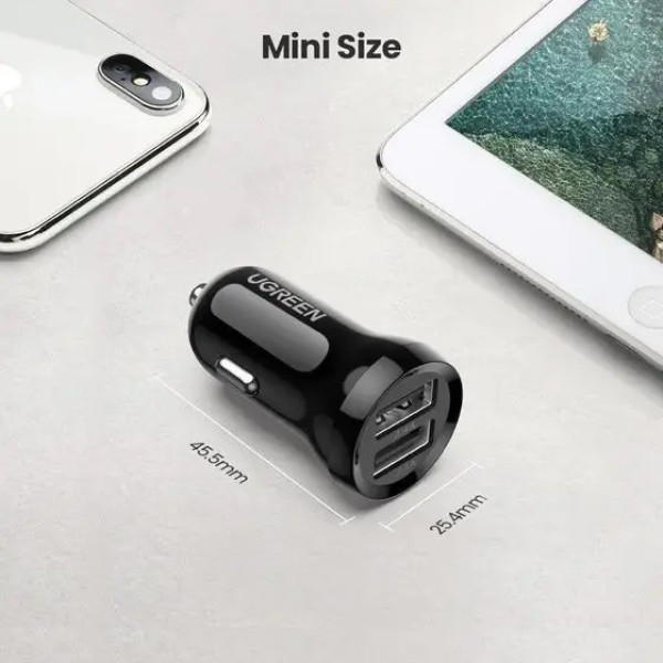 Автомобільний зарядний пристрій UGREEN ED018 Dual USB Car Charger 24W 2.4A Black